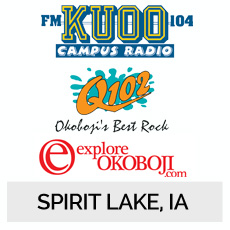 KUOO104 Campus Radio, Q102 Okoboji's Best Rock, ExploreOkoboji.com Spirit Lake, IA